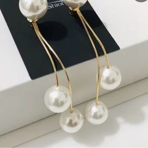 Elegant Gold and White Drop Earrings